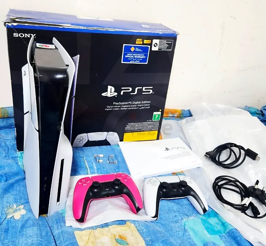 PlayStation 5 Slim Disc, 1TB, 2 Original Controllers